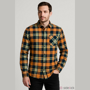 Urban Republic Mens M Flannel Shirt Fall Orange Black Navy Green Holiday VGUC